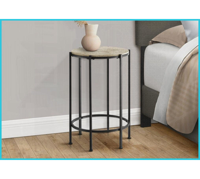 Table basse H 24 po avec plateau en stratifié de couleur crème et amp; Pieds en métal noir - peu encombrants, faciles à nettoyer pour le salon / la chambre à coucher