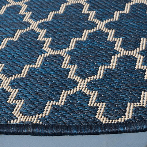 Joyner Looped/Hooked Navy/Beige Indoor/Outdoor Rug