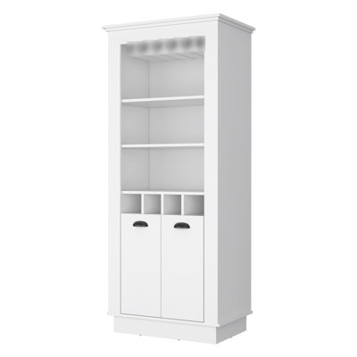 Rangement élégant pour bar blanc avec porte-bouteilles intégré et armoire de rangement optionnelle