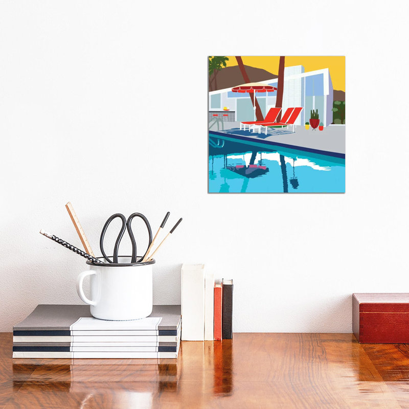 Pool Lounge II by Jen Bucheli - Wrapped Canvas Painting, 30.48 cm H x 30.48 cm W