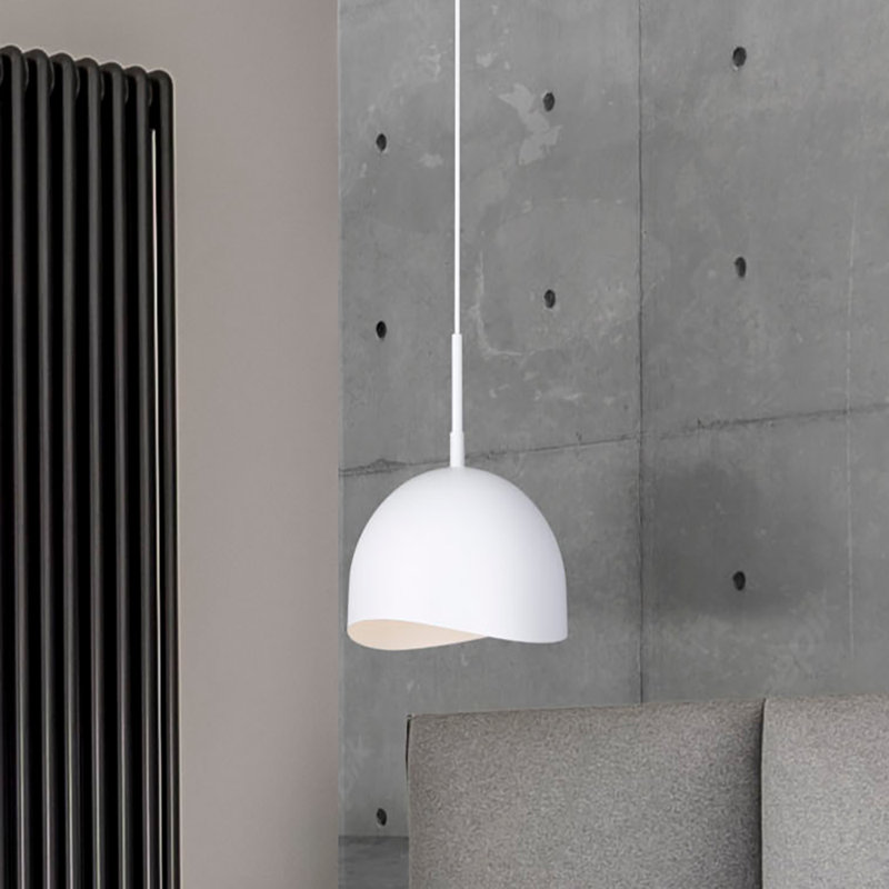 Luminaire suspendu en forme de cloche à 1 lumière Eevan, H 61,75 po x l 9 po x P 9 po, Blanc
