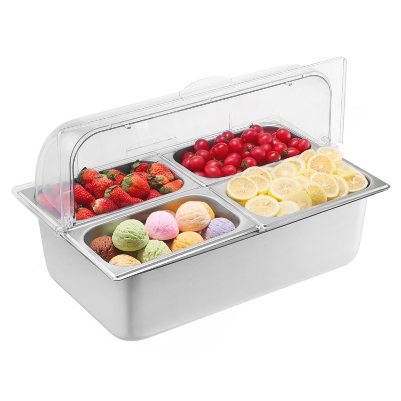 Distributeur de condiments pour comptoir 4 plats avec couvercle