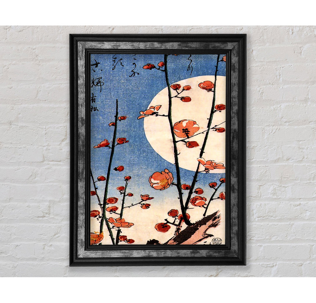 Hiroshige Blühender Pflaumenbaum mit Vollmond - Druck