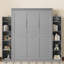 Grand lit escamotable avec tablettes - Lit mural peu encombrant pour chambre d'amis, bureau à domicile et studio, gris-863110057