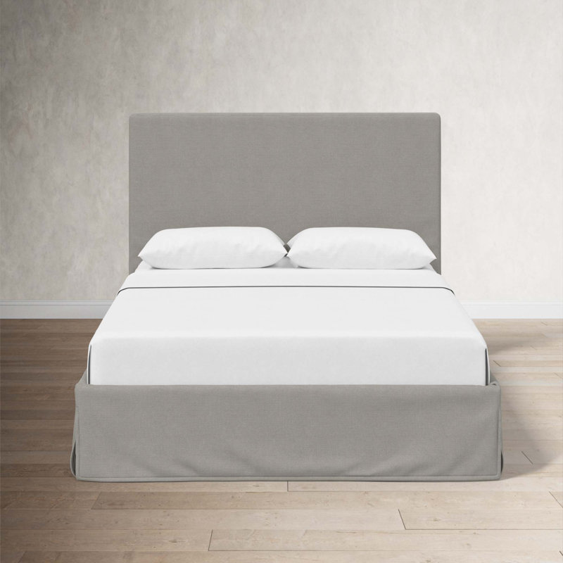 Verona Upholstered Slipcover Bed, Classic Grey Linen, Queen