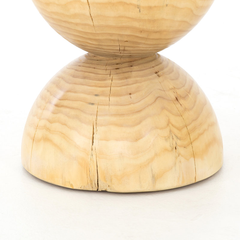 Contemporary Pine Wood Round Side Table, 15.5" Brown
