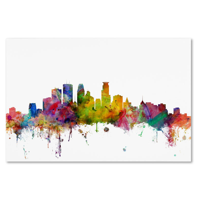 « minneapolis minnesota horizon », reproduction d’impression sur toile tendue, H 16 po x l 24 po x P 2 po