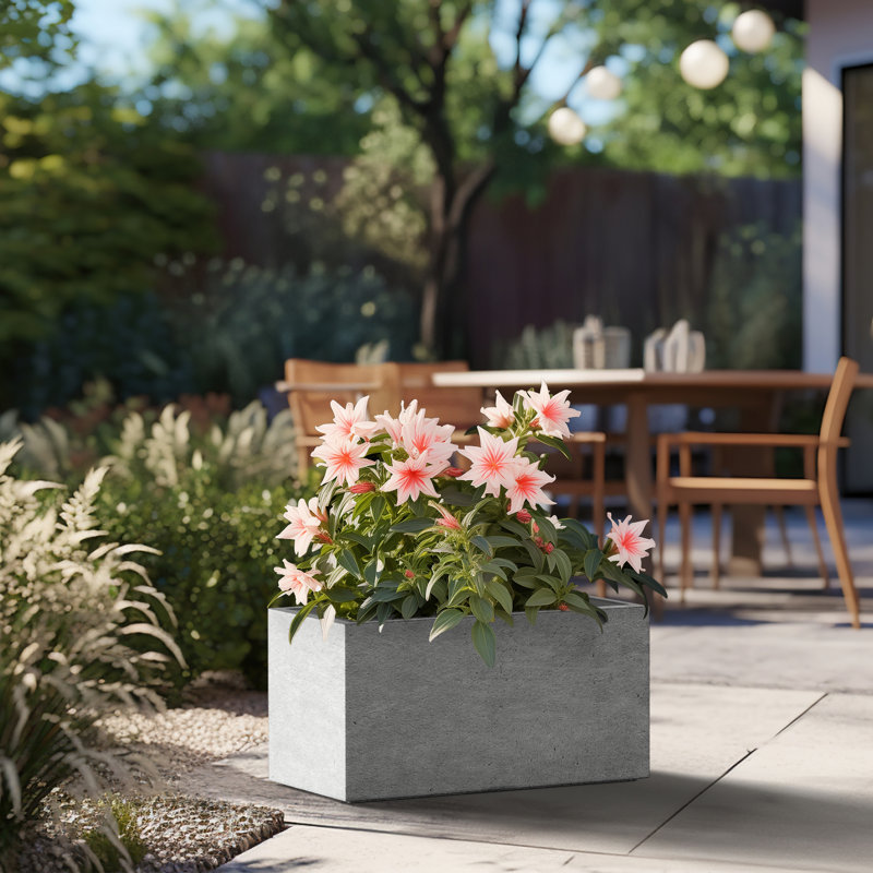 Lapria Handmade Planter Box, 12.5" H x 23.5" W x 12" D, Stone Finish