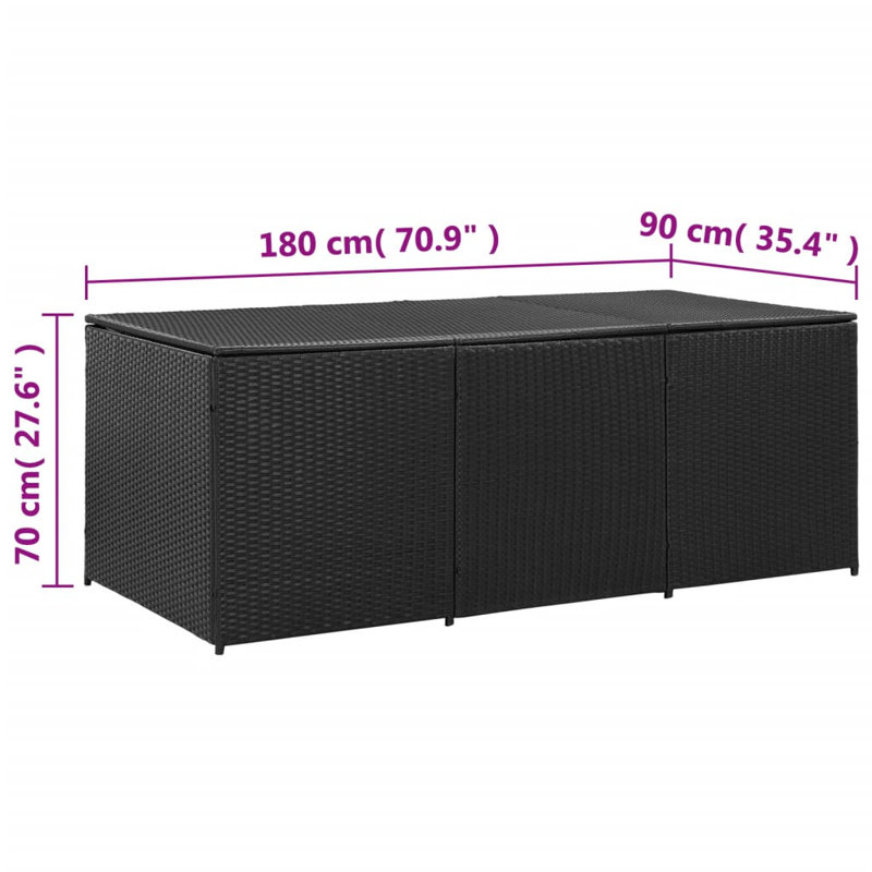 Black Wicker and Plastic Outdoor Storage Deck Box