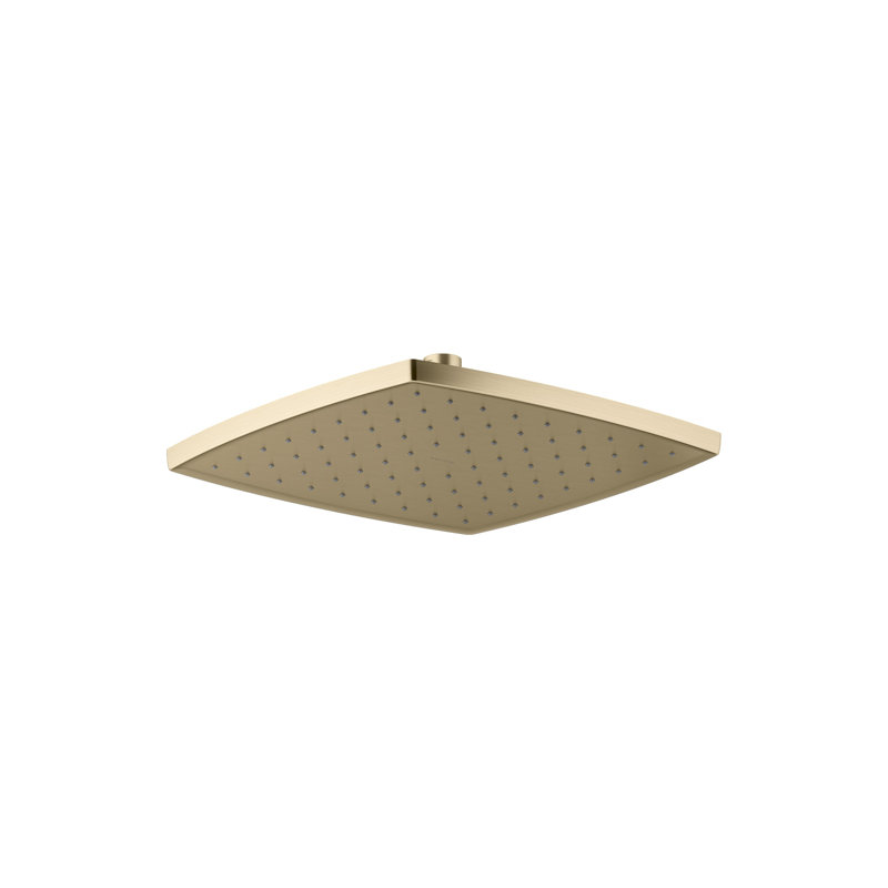 Foundations Air-Induction Soft Modern Square Rain Showerhead, Brushed French Gold