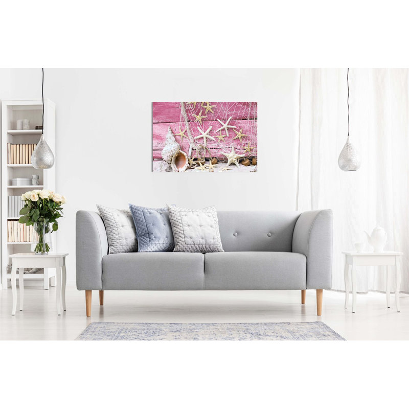 Maritime Sea Green Canvas - Wrapped Canvas Print, 61cm H x 91cm W, Pink