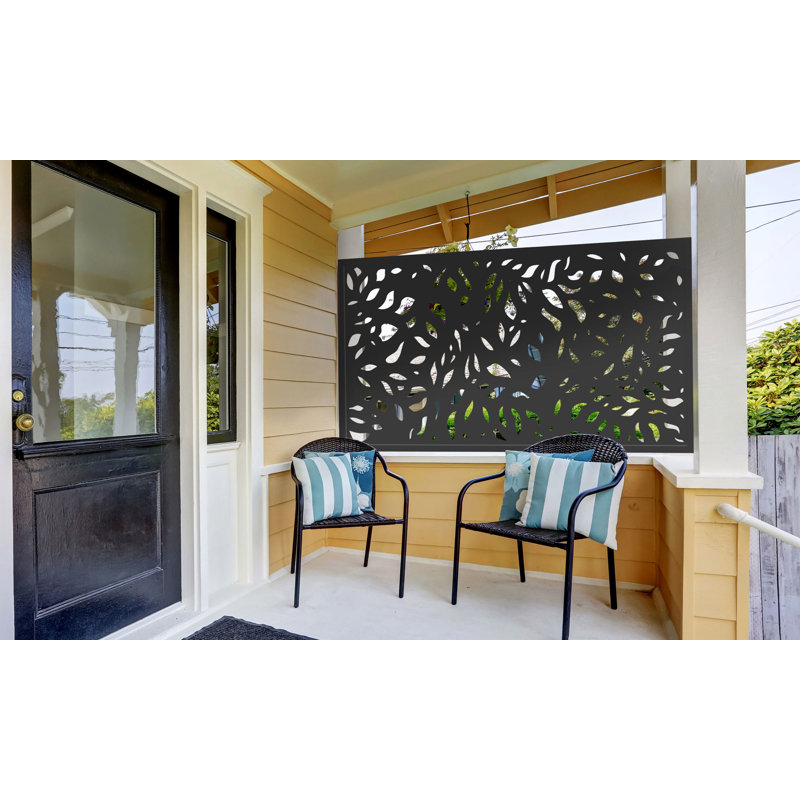 Charcoal Grey Botanical Design Composite Privacy Fence Panel