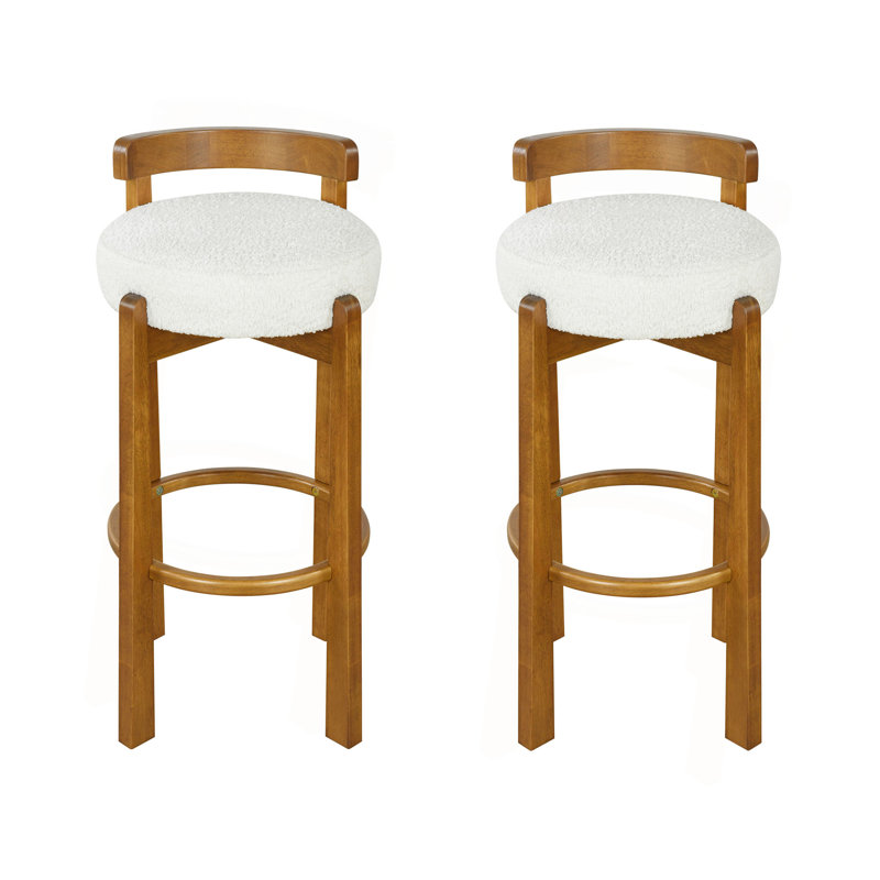 Indoor Wooden Low Back Barstool, White
