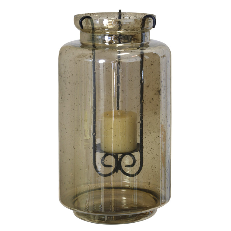 Dejong - Porte-bougie ensemencé avec insert en métal - Fumée, H 12 po x l 10 po x P 10 po