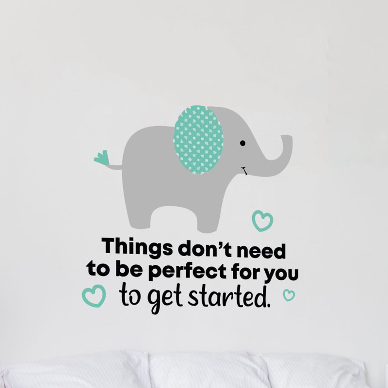 Adhésif décoratif éléphant en vinyle Get Started, H 40 po x l 40 po x P 0,05 po