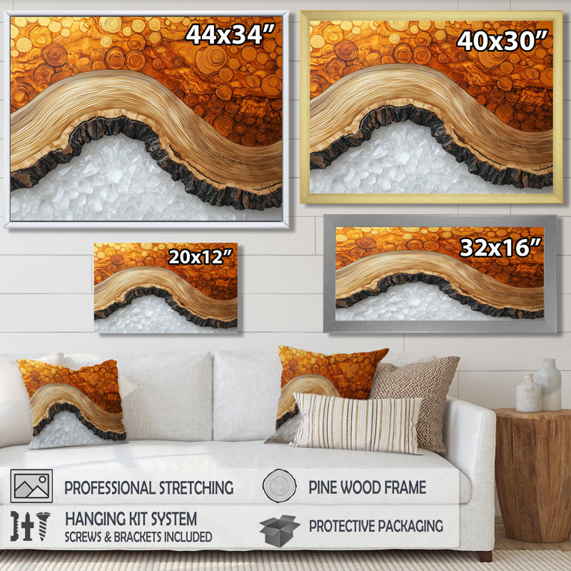 Or de la rivière North Amber I - forêt, art mural, H 24 po x l 32 po, Cadre flottant, Blanc