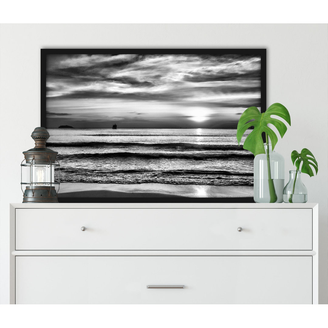 Malibu Beach Sunrise Water Sand - Poster Im Rahmen (y12674)