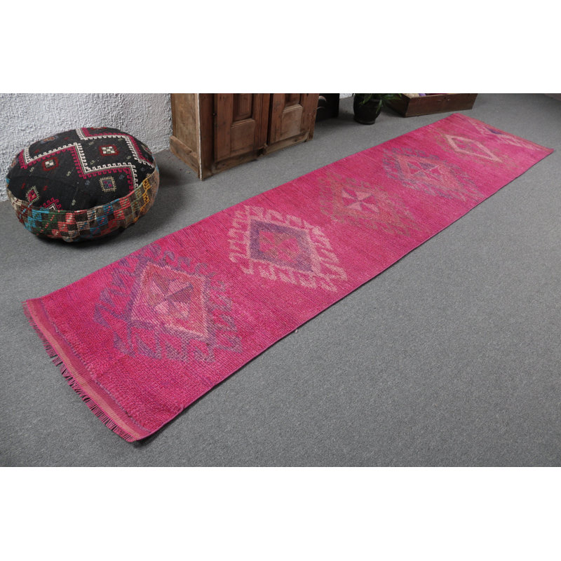 Tapis turc rétro fait à la main pour votre salon - Oushak rose avec charme bohémien