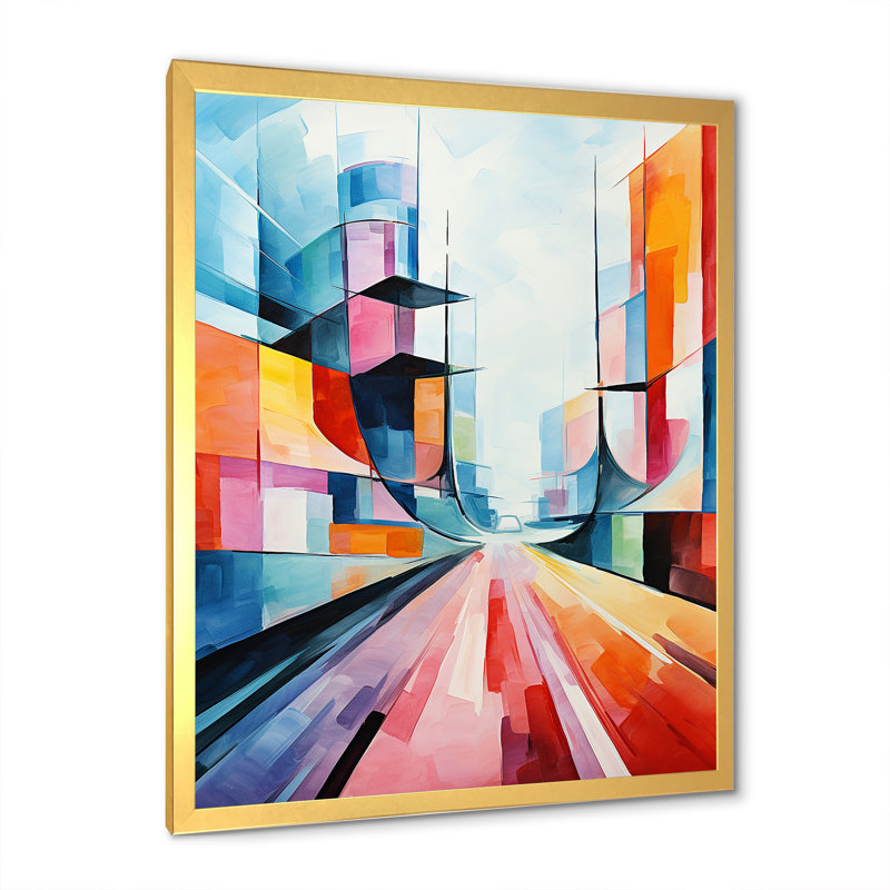 «Colorful Cubism 24Hrs Le Man Race Track V», Encadrement doré, H 20 po x l 12 po x P 1 po