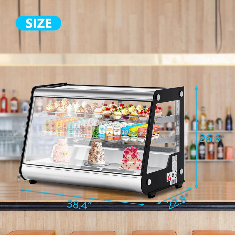 6.5 Cu.Ft Commercial Display Refrigerator, Single Door Merchandiser Cooler with LED Lighting, Double Glass, Universal Wheels, Countertop/Floor Design, Perfect for Cake, Pastry, Bakery, Restaurant