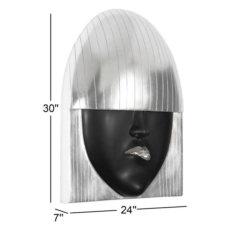Fashion Faces Wall Art Large Pout Black/Silver Leaf