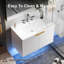 Meuble-lavabo flottant mural 30 po avec lavabo et lumière DEL, blanc-592320814