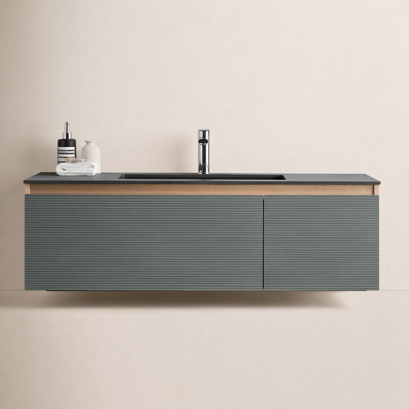 Diella 48'' Single Bathroom Vanity with Stone Top, Sage Green
