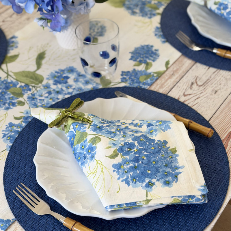 Hydrangea Blue 21" Napkin