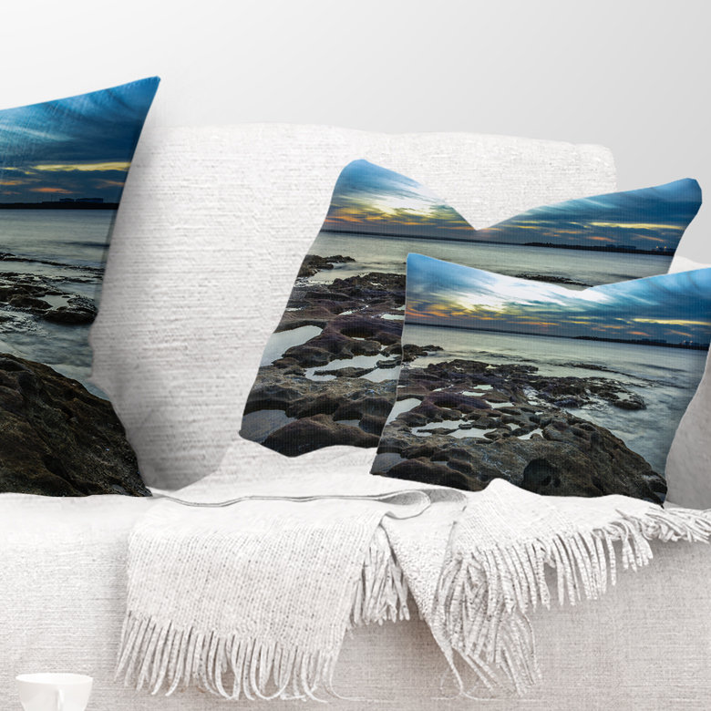 Coussin lombaire cityscape australie mer foncé magnifique, Rectangle 12" x 20"