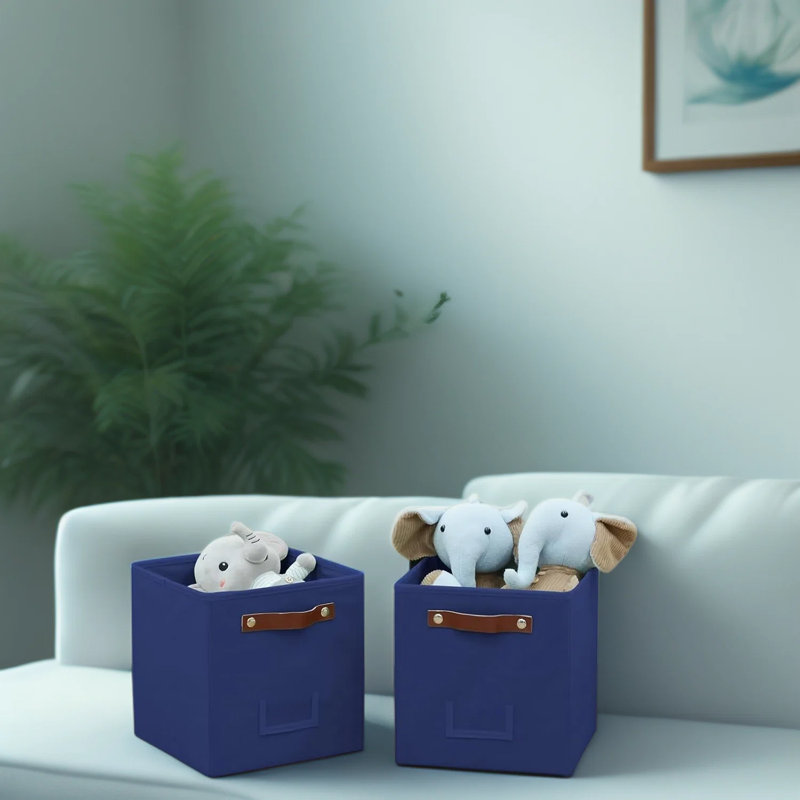 Paquet de 6 cubes de rangement avec poignées et porte-étiquettes, bacs de rangement de placard en tissu non tissé pour tablettes, 10,5 x 10,5 x 11 pouces, bleu