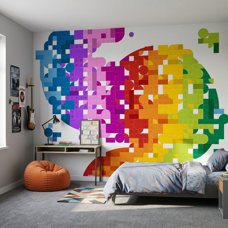 Décoration murale sur fond blanc, Texturé non collé, 100 po x 96 po