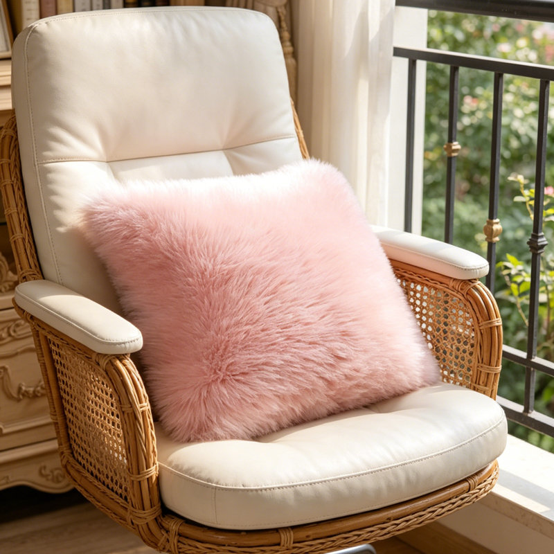 Woolen Sofa Pillow Cover, Pink