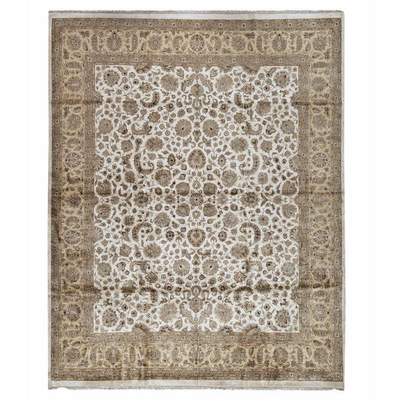Tapis rectangulaire en soie noué à la main