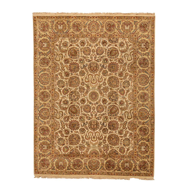 Wool Oriental Area Rug in Cream
