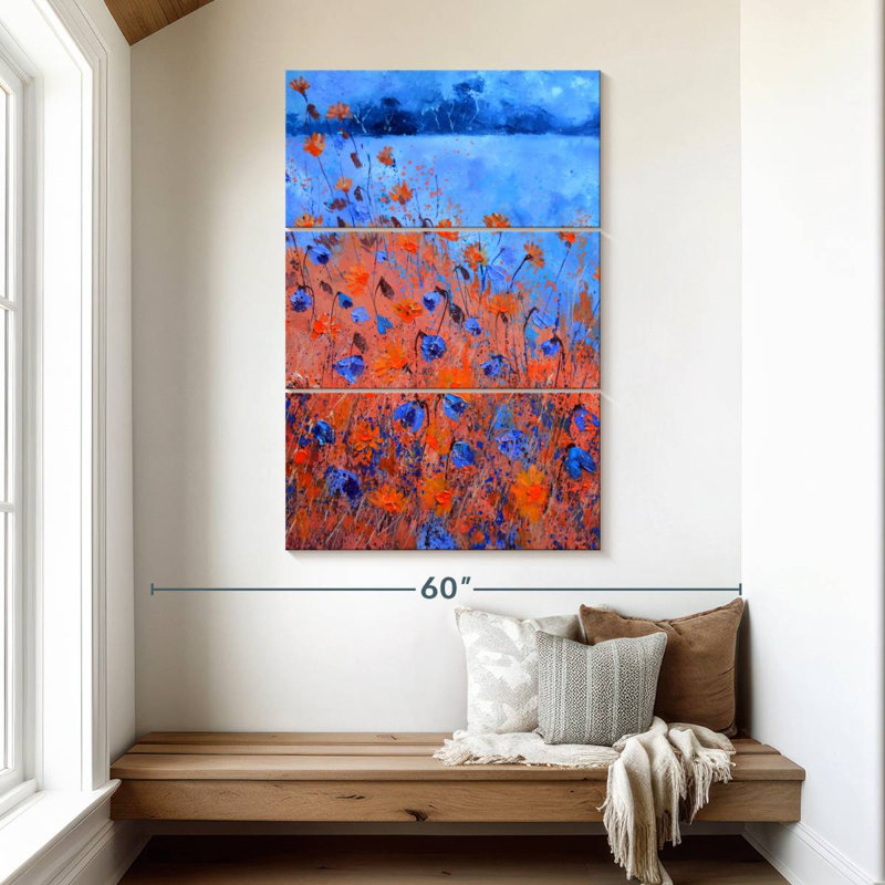 Avery Orange And Blue Poppies Bloom, 50" H x 32" W