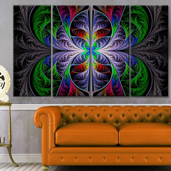 DesignArt Beautiful Fractal Stained Glass On Canvas 4 Pieces Print ...