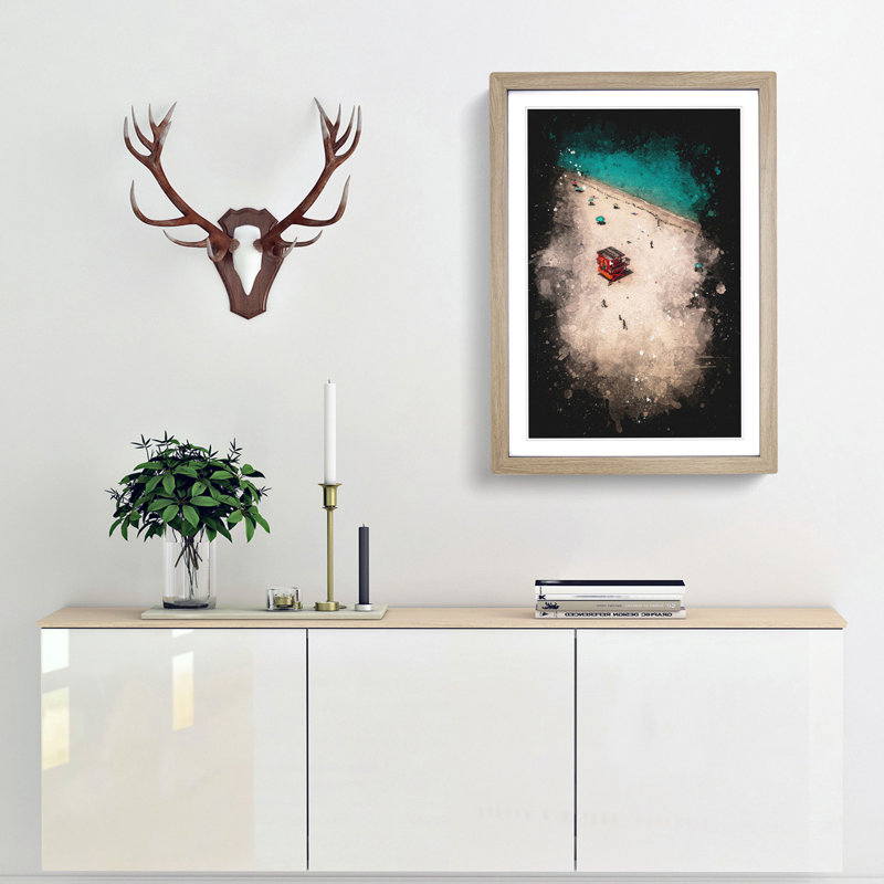 South Beach in Miami - Framed Print, 45cm H x 33cm W x 2cm D, Oak Framed
