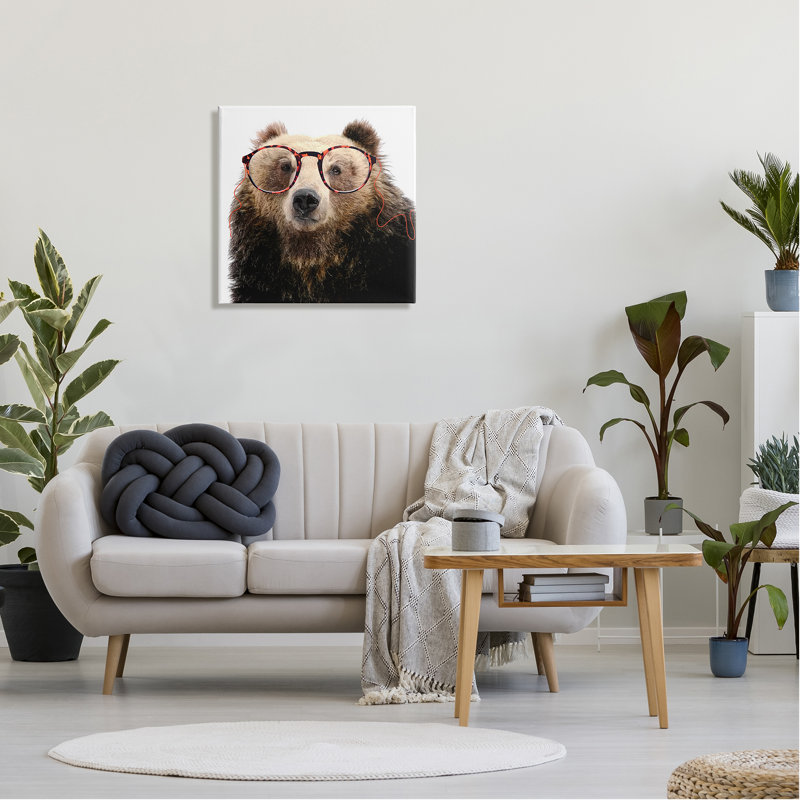 Drôle d'ours grizzly portant des lunettes par Karen Smith - impression sur toile tendue, H 24 po x l 24 po x P 1,5 po