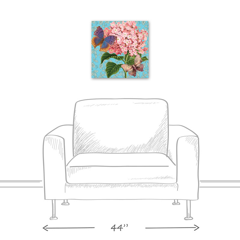 Papillons sur fleur sur toile, H 12 po x l 12 po x P 1,25 po