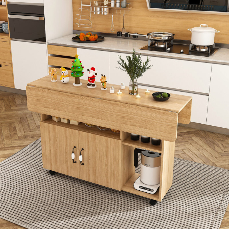 Table pliante multifonctionnelle avec tablettes et roulettes de rangement, table de salle à manger pliable de 47 pouces pour les petits espaces, bureau compact pour la cuisine, dortoir, bureau