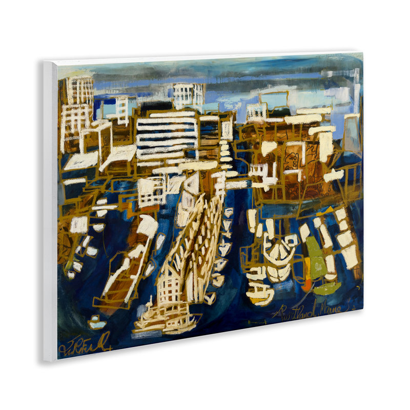 Plaque murale audacieuse, paysage urbain abstrait, design par Erin McGee Ferrell
