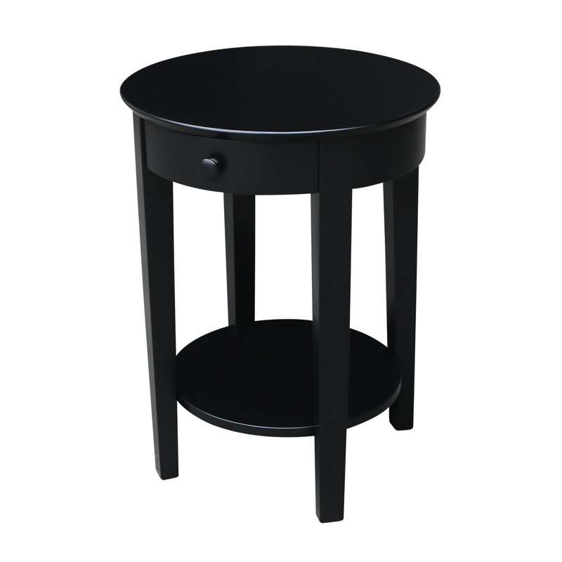 Manatuto Solid Wood End Table with Storage, Black