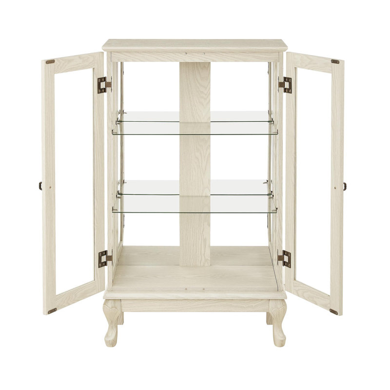 Vitrine avec portes en verre trempé, vitrine éclairée avec panneau arrière en miroir et tablettes réglables parfaites pour la maison ou le bureau (ampoule incluse) - Blanc