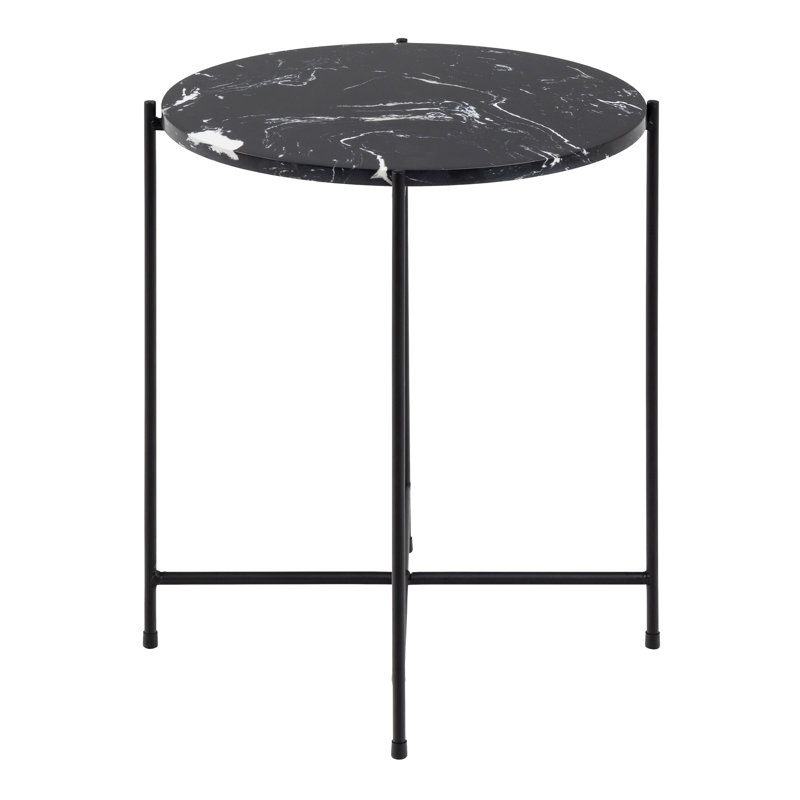 Side Table with Marble Top 42x45cm, Black Marble