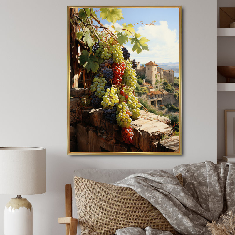 " Green Vineyard Ancient Wisdom ", 40" H x 30" W x 1.5" D, Gold Floater Frame