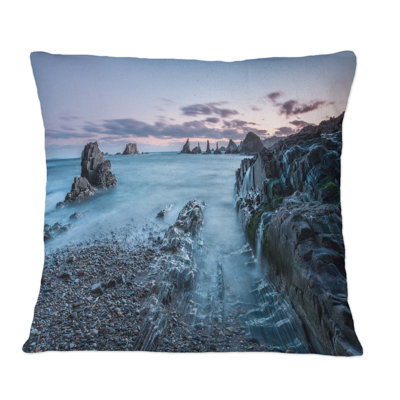 Coussin décoratif à imprimé nautique et côtier The Sunset Sunset Of The Beaches Of Asturias I