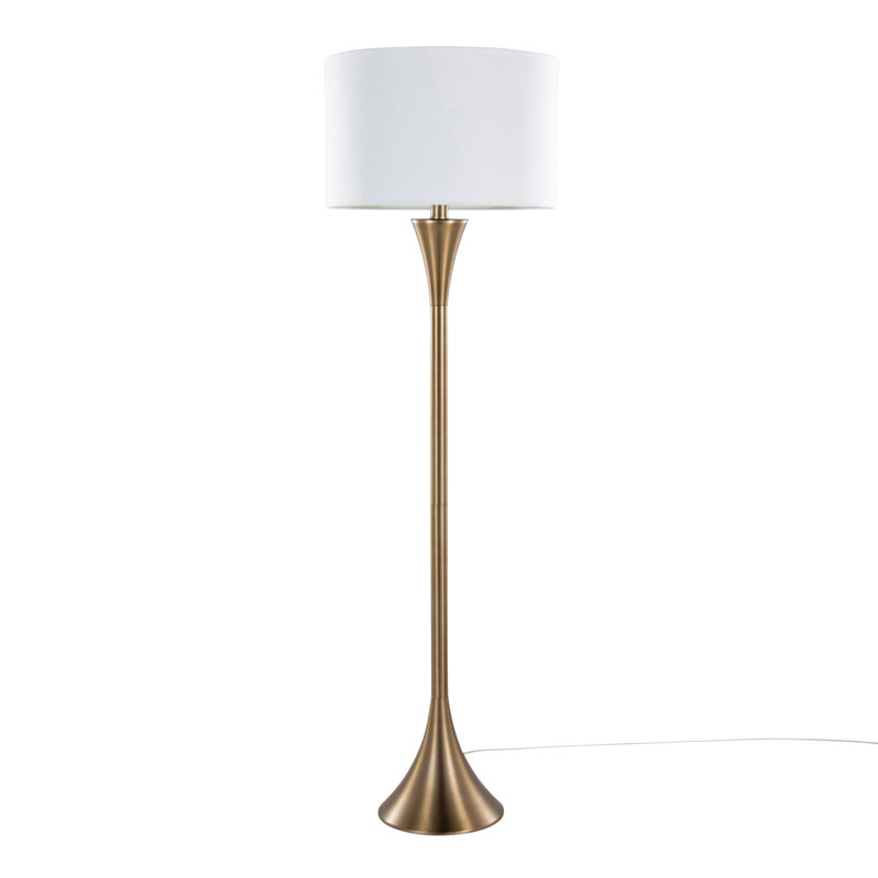 Lampe sur pied contemporaine en métal, Bronze, Blanc