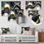 Abstrait géométrique vagues bleues et dorées IV - décoration murale abstraite en métal-87838770
