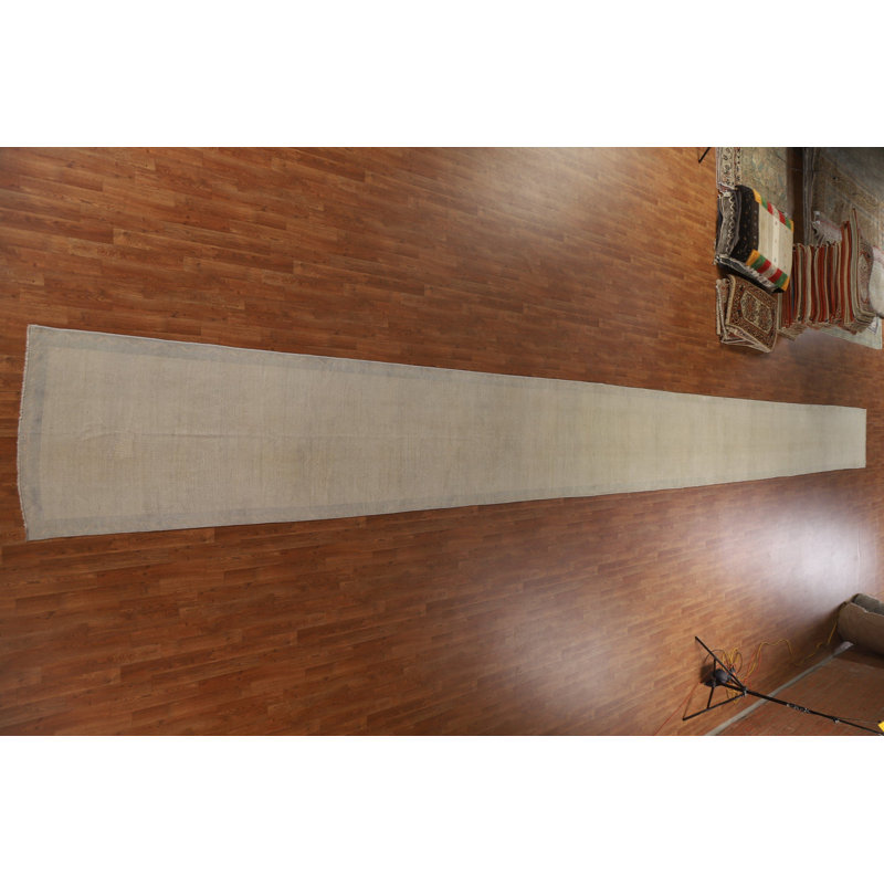 One-of-a-Kind Runner 3' 3'' X 39' 6'' 1910s Runner Wool Area Rug in Beige