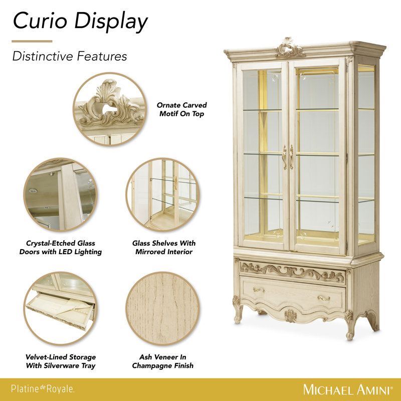 Lighted China Cabinet, Champagne